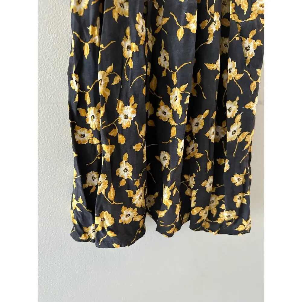 Free People Dress Women’s 0 Black Yellow Floral Mini Bohemian Feminine Boho